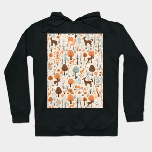 pattern with trees and animals in forest, cute autumn texture Hoodie